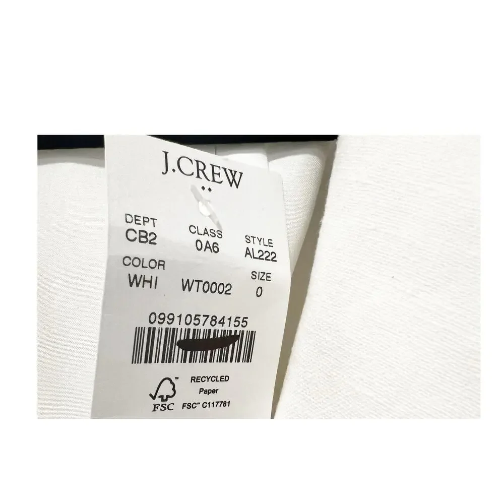 J. Crew Women's Linen-Blend One-Button Blazer Long Sleeve White Size 0 NWT